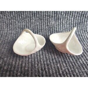 2 Miniature Bone China Basket, Vintage Tabletop
